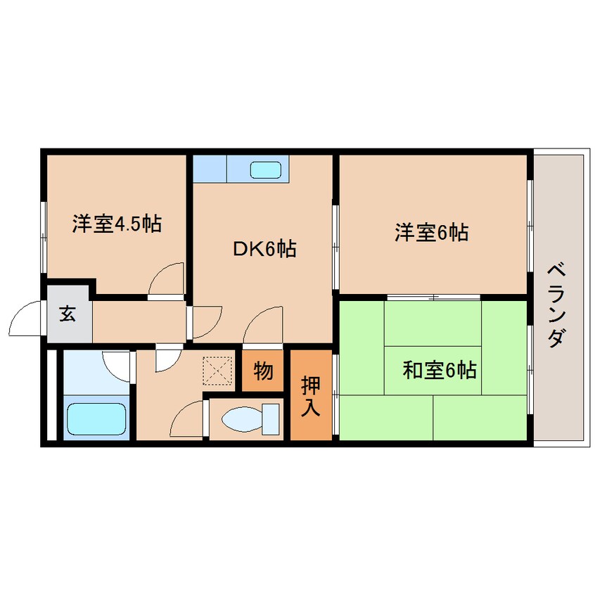 間取図 近鉄南大阪線/橿原神宮前駅 徒歩14分 2階 築28年