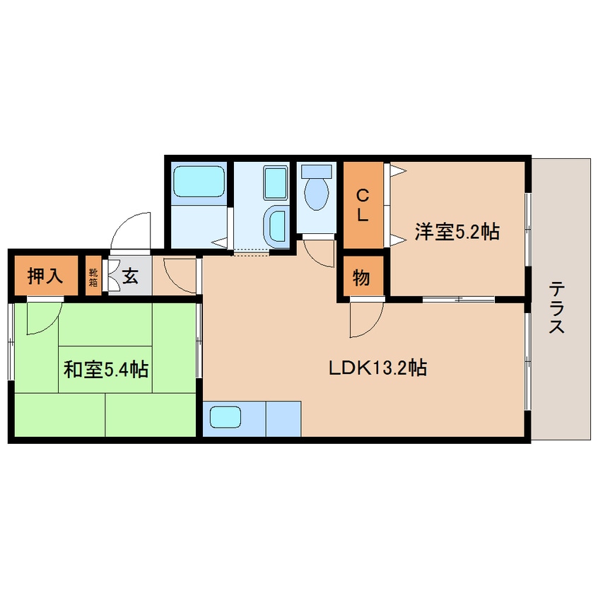 間取図 近鉄南大阪線/橿原神宮前駅 徒歩14分 1階 築32年