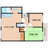 近鉄南大阪線/橿原神宮前駅 徒歩8分 2階 築35年 2LDKの間取り