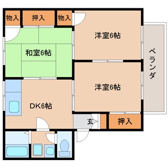 間取図 近鉄南大阪線/岡寺駅 徒歩5分 2階 築35年