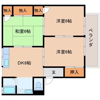 間取図 近鉄南大阪線/岡寺駅 徒歩5分 2階 築36年
