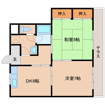 間取図 近鉄大阪線（近畿）/真菅駅 徒歩5分 1階 築28年