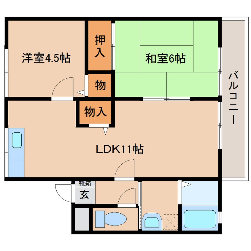 間取図 近鉄橿原線/新ノ口駅 徒歩11分 2階 築28年