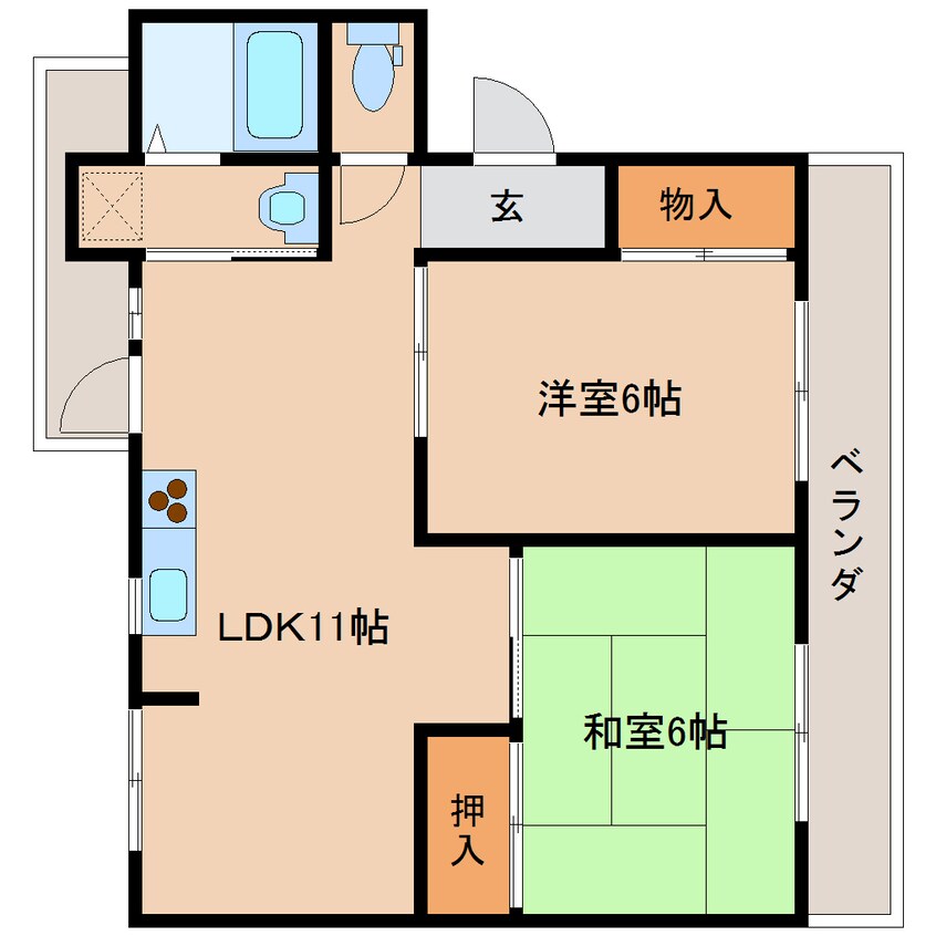 間取図 近鉄大阪線（近畿）/大和八木駅 徒歩8分 2階 築39年