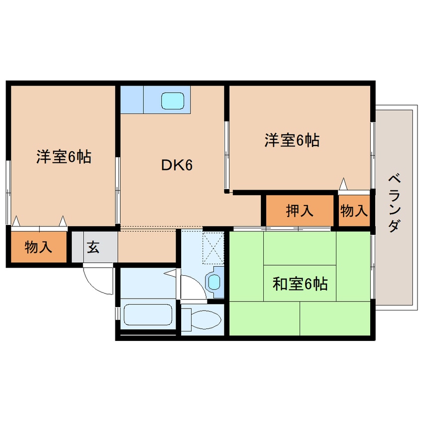 間取図 近鉄橿原線/新ノ口駅 徒歩10分 2階 築31年