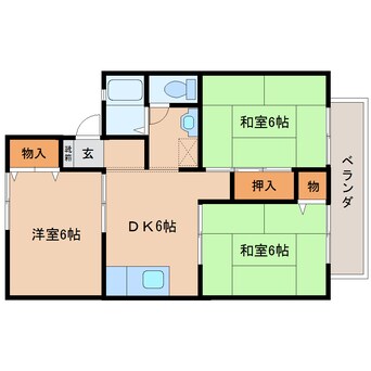 間取図 近鉄橿原線/新ノ口駅 徒歩10分 1階 築30年