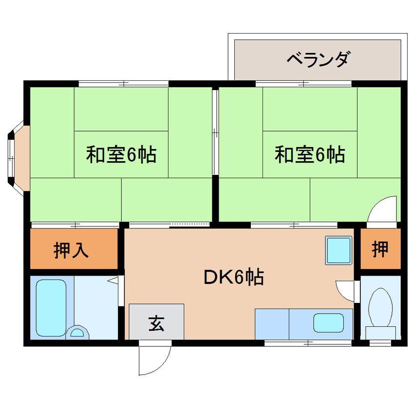 間取図 近鉄大阪線（近畿）/大和八木駅 徒歩8分 2階 築37年