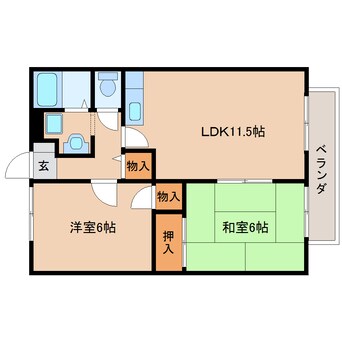 間取図 近鉄大阪線（近畿）/大和八木駅 徒歩14分 2階 築23年