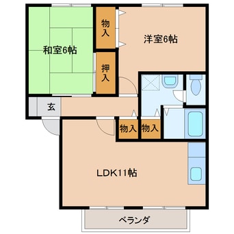 間取図 近鉄南大阪線/坊城駅 徒歩16分 1階 築28年
