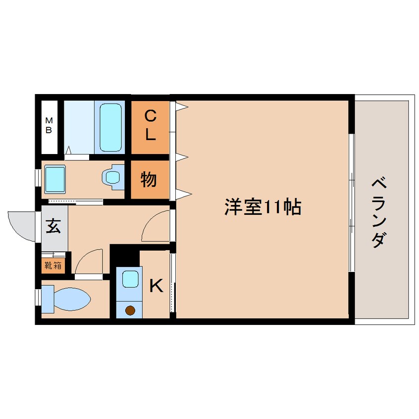 間取図 近鉄橿原線/畝傍御陵前駅 徒歩6分 2階 築28年