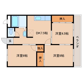 間取図 近鉄大阪線（近畿）/大和八木駅 徒歩10分 5階 築36年