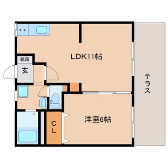 間取図 近鉄大阪線（近畿）/真菅駅 徒歩5分 1階 築39年