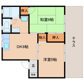 間取図 近鉄南大阪線/坊城駅 徒歩6分 1階 築28年