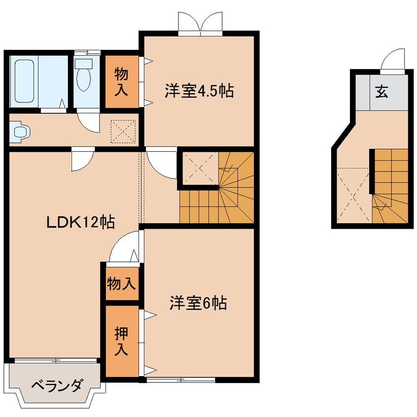 間取図 近鉄大阪線（近畿）/耳成駅 徒歩8分 2階 築26年