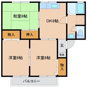 間取図 近鉄大阪線（近畿）/大和八木駅 徒歩9分 2階 築30年