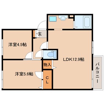 間取図 近鉄橿原線/畝傍御陵前駅 徒歩5分 2階 築30年