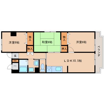 間取図 近鉄橿原線/新ノ口駅 徒歩7分 1階 築23年