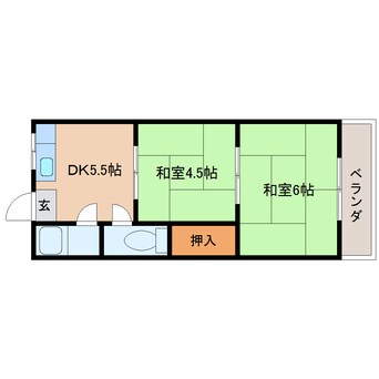 間取図 近鉄大阪線（近畿）/真菅駅 徒歩4分 3階 築43年