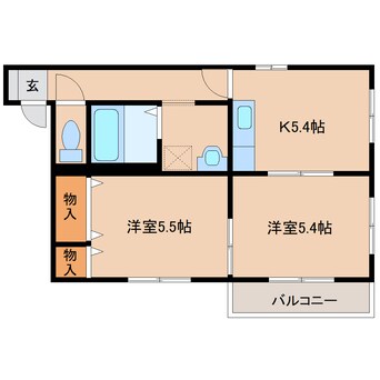 間取図 近鉄大阪線（近畿）/耳成駅 徒歩5分 2階 築22年