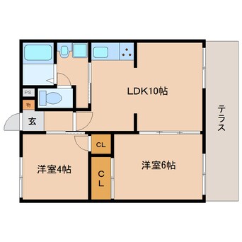 間取図 近鉄南大阪線/坊城駅 徒歩3分 1階 築38年