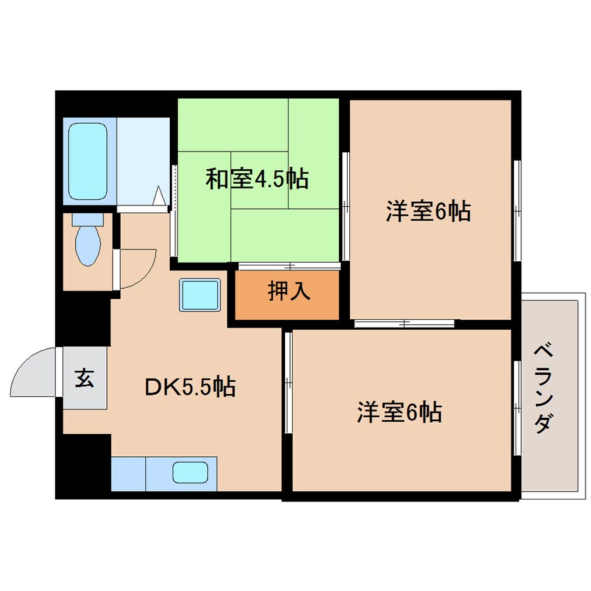 間取図 近鉄橿原線/新ノ口駅 徒歩6分 1階 築39年