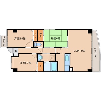 間取図 近鉄大阪線（近畿）/大和八木駅 徒歩6分 6階 築23年