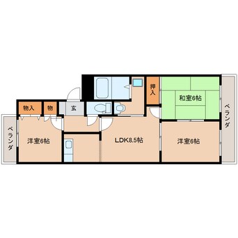 間取図 近鉄南大阪線/坊城駅 徒歩5分 2階 築22年