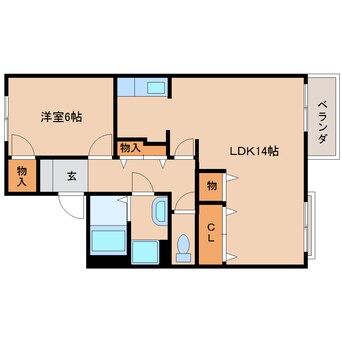 間取図 近鉄大阪線（近畿）/大和八木駅 徒歩12分 2階 築34年