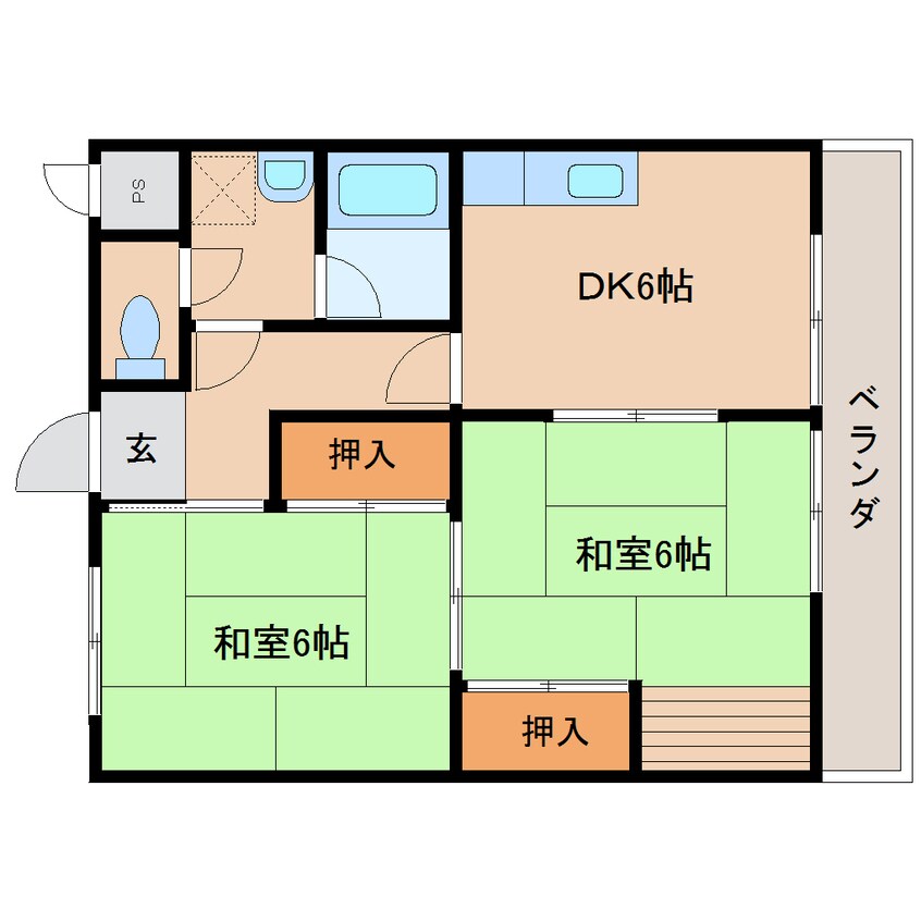 間取図 近鉄大阪線（近畿）/大和八木駅 徒歩17分 3階 築36年