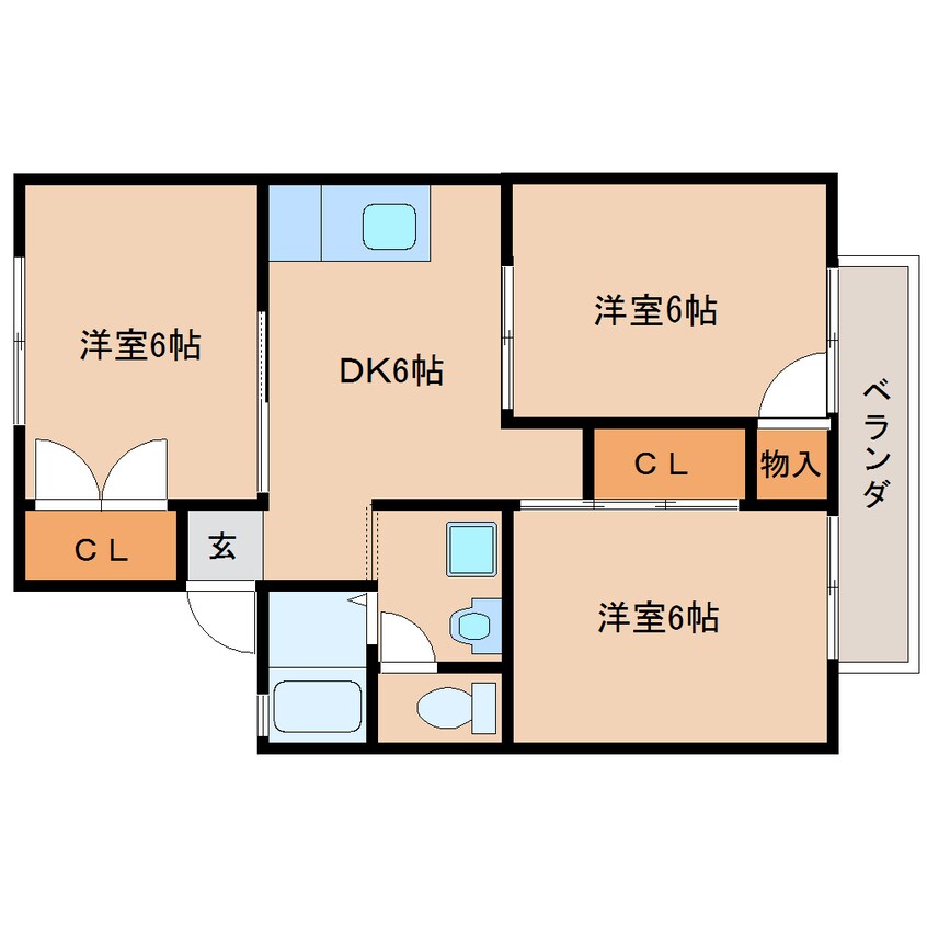 間取図 近鉄大阪線（近畿）/大和八木駅 徒歩8分 2階 築39年