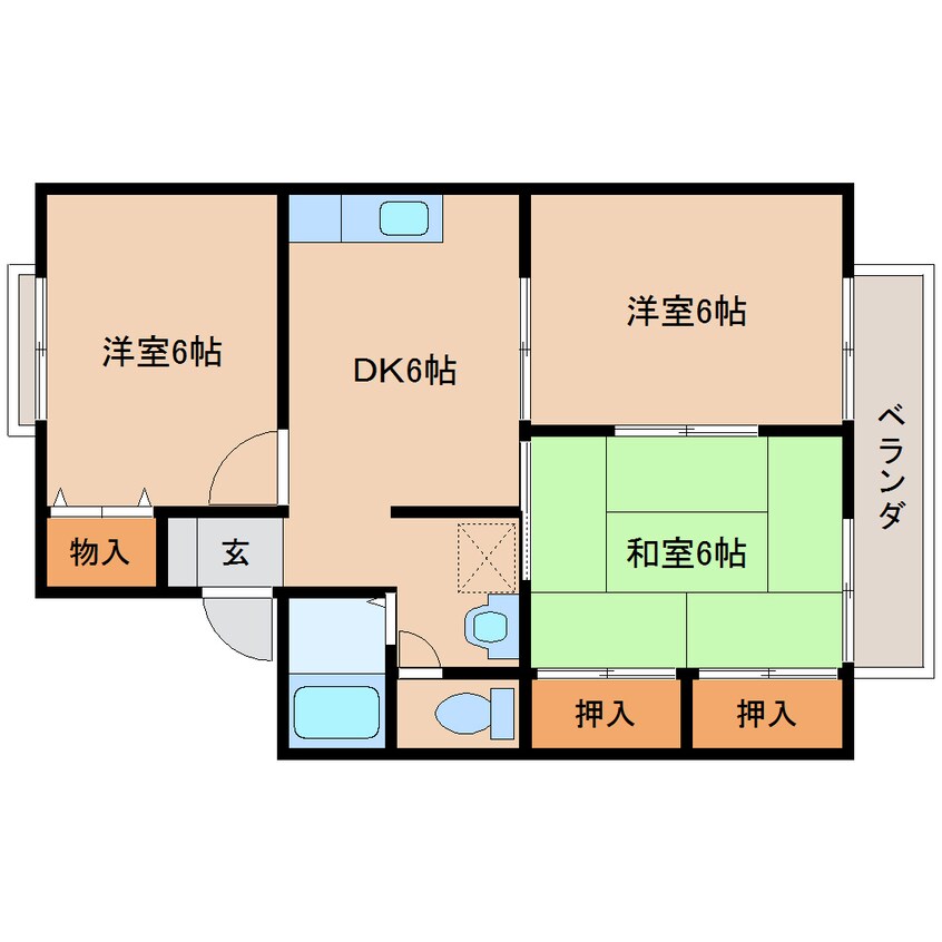 間取図 近鉄橿原線/田原本駅 徒歩5分 2階 築27年