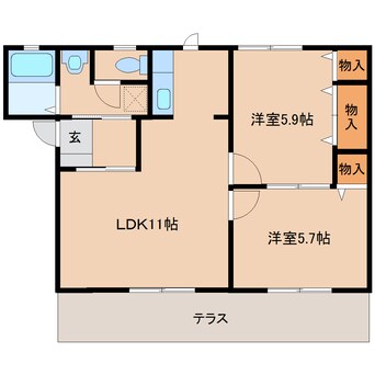 間取図 近鉄大阪線（近畿）/大和八木駅 徒歩8分 1階 築21年