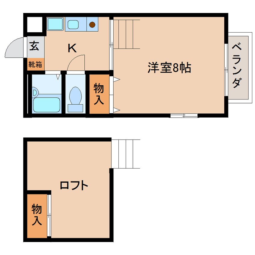 間取図 近鉄南大阪線/岡寺駅 徒歩2分 2階 築27年