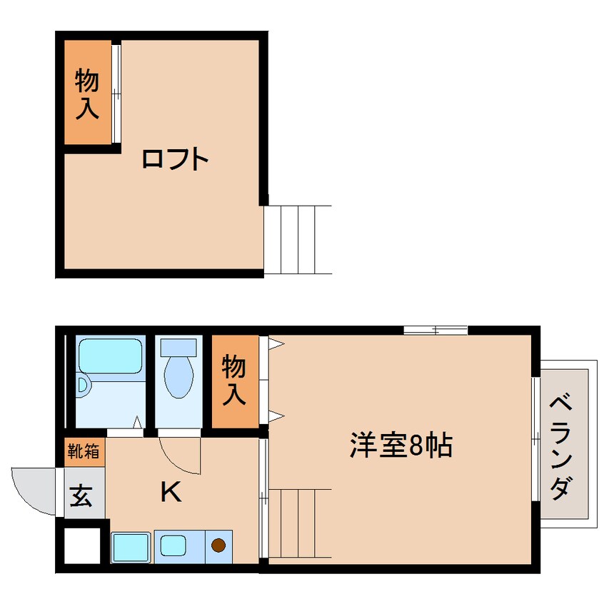 間取図 近鉄南大阪線/岡寺駅 徒歩2分 2階 築27年