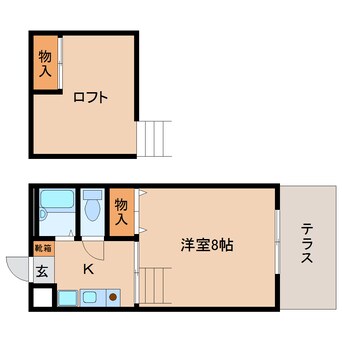 間取図 近鉄南大阪線/岡寺駅 徒歩2分 1階 築27年