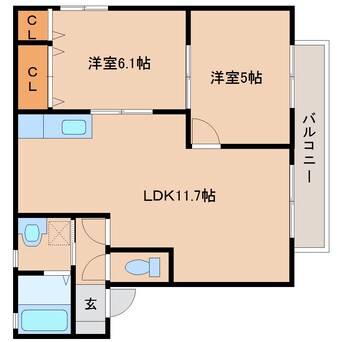 間取図 近鉄橿原線/笠縫駅 徒歩8分 2階 築20年