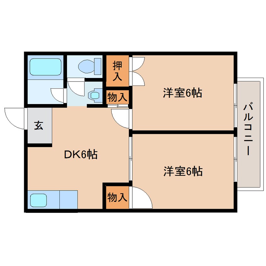 間取図 近鉄南大阪線/坊城駅 徒歩4分 2階 築30年