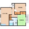 近鉄橿原線/八木西口駅 徒歩19分 2階 築30年 2LDKの間取り