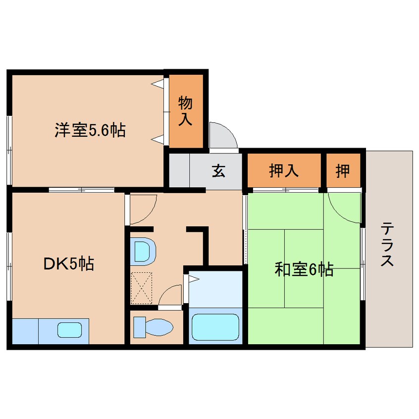 間取図 近鉄南大阪線/岡寺駅 徒歩5分 1階 築27年