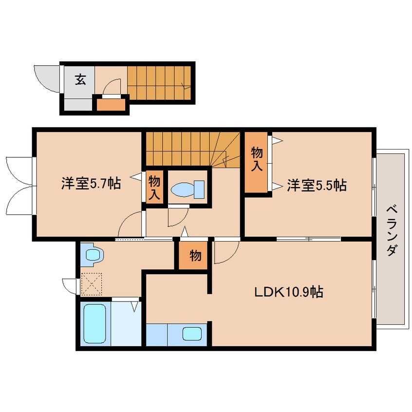 間取図 近鉄南大阪線/岡寺駅 徒歩10分 2階 築20年