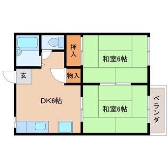 間取図 近鉄大阪線（近畿）/真菅駅 徒歩10分 2階 築36年