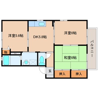 間取図 近鉄大阪線（近畿）/大和八木駅 徒歩15分 2階 築20年