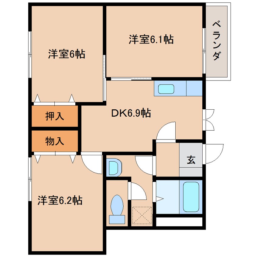 間取図 近鉄橿原線/田原本駅 徒歩15分 1階 築20年