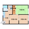 近鉄橿原線/大和八木駅 徒歩8分 1階 築48年 3Kの間取り