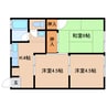 近鉄橿原線/大和八木駅 徒歩8分 2階 築48年 3Kの間取り