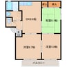 近鉄南大阪線/橿原神宮前駅 徒歩17分 1階 築21年 3DKの間取り