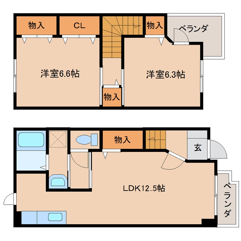 間取図 近鉄橿原線/八木西口駅 徒歩15分 1-2階 築21年