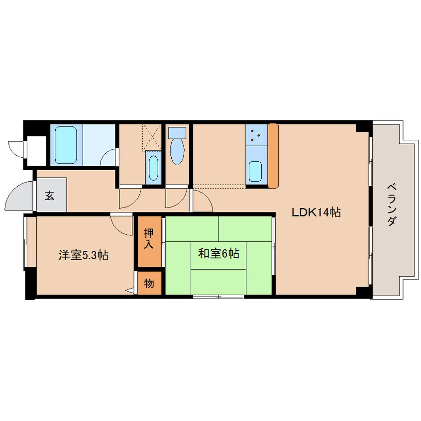 間取図 近鉄大阪線（近畿）/大和八木駅 徒歩14分 2階 築26年