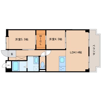 間取図 近鉄大阪線（近畿）/大和八木駅 徒歩14分 7階 築27年