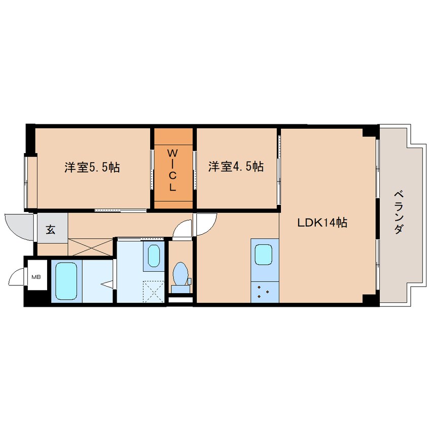 間取図 近鉄大阪線（近畿）/大和八木駅 徒歩14分 7階 築27年